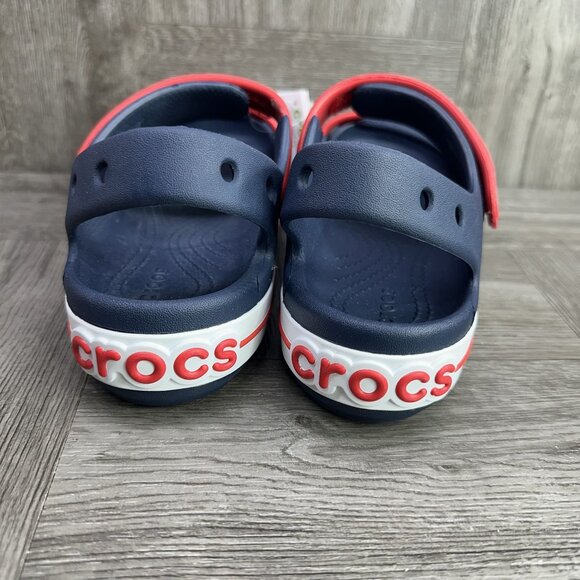 CROCS Band Cruiser Kids size 2 Blue Red Double Strap Sandals - Picture 6 of 8